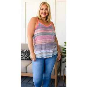 NWT Lovely Melody Striped V-Neck Tank Top Size 3XL